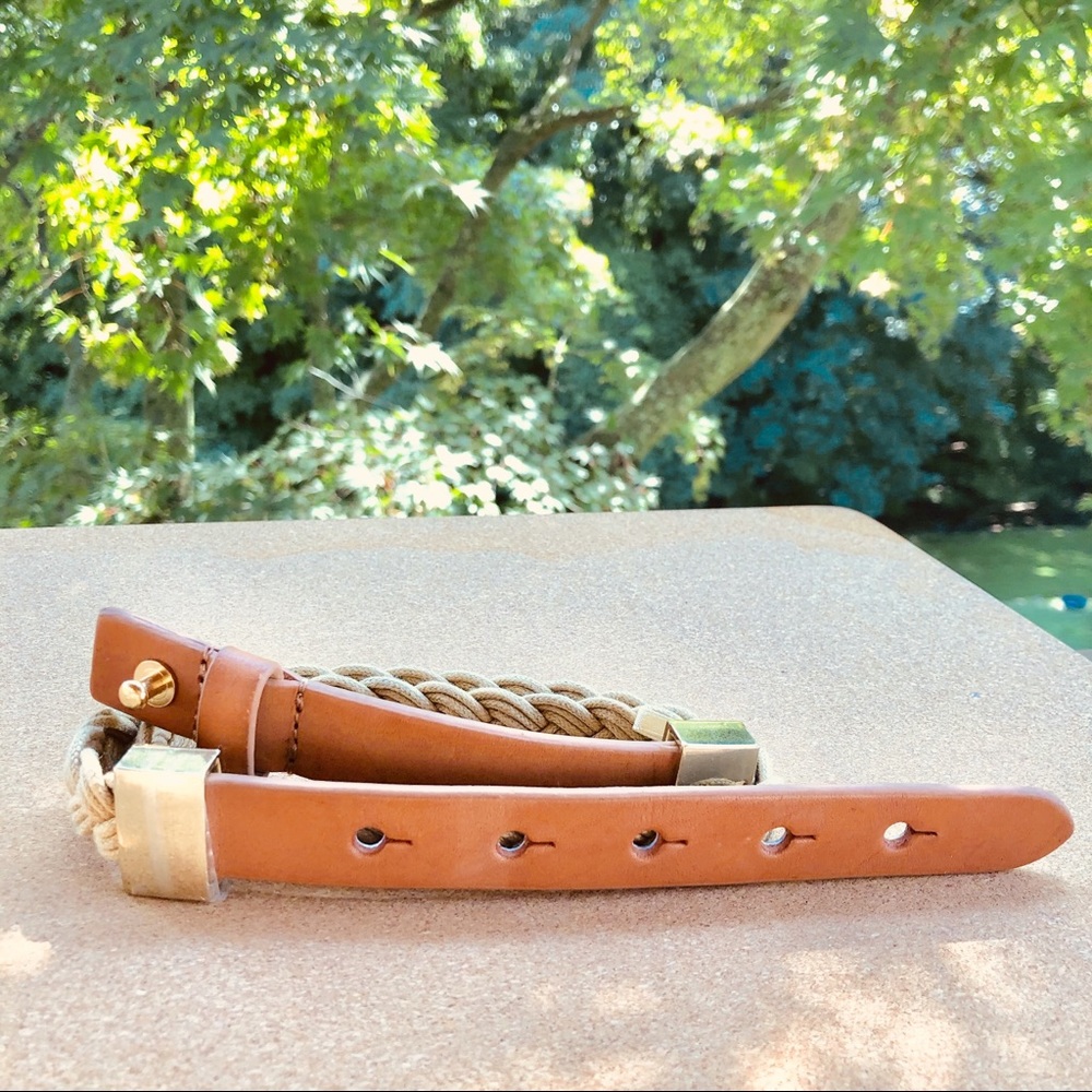 Ann Taylor Tan Leather Woven Belt